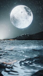 Stunning Full Moon Over Dark Ocean Waves Mobile Wallpaper
