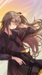 UMP45 Girls Frontline Anime Girl With Weapon Wallpaper for Mobile