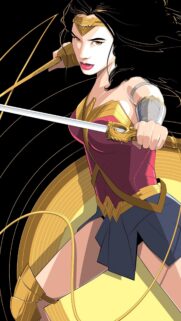 Stunning Wonder Woman Warrior Vector Art High Definition Mobile Wallpaper