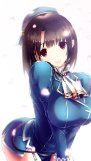 Beautiful Anime Girl in Blue Uniform Wallpaper for Mobile