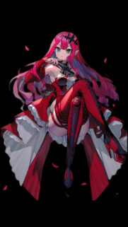Stunning Anime Girl in Elegant Red Gothic Outfit Wallpaper for Mobile