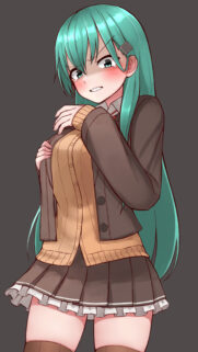 Cute Anime Girl with Teal Hair in School Uniform High Resolution Wallpaper