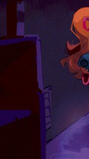 Stylized Anime Character Peeking in Dark Shadows Mobile Wallpaper