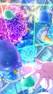 Vibrant Anime Celebration Wallpaper with Fireworks and Balloons