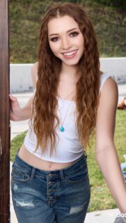 Beautiful Smiling Girl with Long Wavy Red Hair Mobile Wallpaper