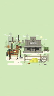 Minimalist Wild West Cowboy Saloon Illustration Mobile Wallpaper