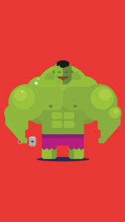 Cute Cartoon Hulk Holding Thor Hammer Minimalist Mobile Wallpaper
