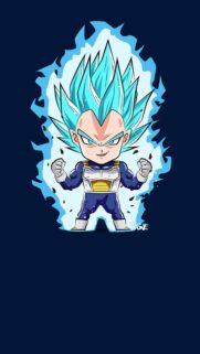 Chibi Super Saiyan Blue Vegeta Aura Mobile Wallpaper HD