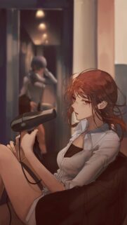 Aesthetic Anime Girl Drying Her Hair Art Wallpaper for Mobile Phones
