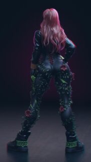 Stunning Cyberpunk Fashion Girl Wrapped in Vines 4K Mobile Wallpaper