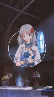 Anime Girl in Victorian Gothic Style Circle Frame Portrait Wallpaper