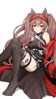 Anime Girl with Wolf Ears and Red Jacket High Quality Mobile Wallpaper