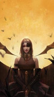 Ethereal Vampire Queen with Bat Wings Wallpaper for Mobile