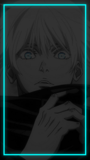 Satoru Gojo Aesthetic Anime Wallpaper with Neon Blue Frame for Mobile