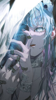 Stunning Anime Girl with Futuristic Cyberpunk Aesthetics and Glowing Blue Tones Wallpaper