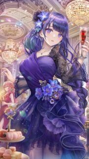 Elegant Raiden Shogun in Purple Evening Gown Anime Wallpaper 4K