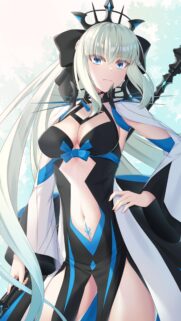Stunning Anime Warrior Girl with Silver Hair and Blue Accents Wallpaper