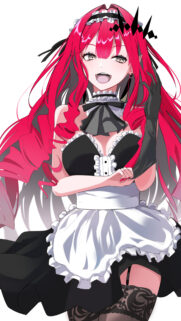 Stunning Anime Girl with Vibrant Pink Hair in Gothic Maid Outfit Mobile Wallpaper