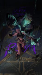 Jinx Arcane Dynamic Mobile Wallpaper featuring Vibrant Graffiti and Intense Atmosphere