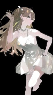 Elegant Anime Girl in White Dress Aesthetic Mobile Wallpaper