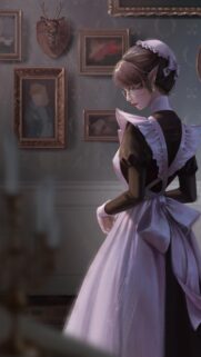 Elegant Elf Maid in Classic Mansion Art Gallery Wallpaper for Mobile