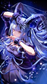 Ethereal Blue Anime Girl With Musical Notes and Sparkles Mobile Wallpaper