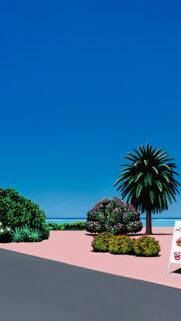 Aesthetic Anime Style Tropical Beach Roadside Mobile Wallpaper