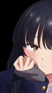 Beautiful Anime Girl With Brown Eyes and Gray Sweater Wallpaper for Mobile