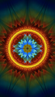 Vibrant Fractal Mandala Flower Art Wallpaper for Mobile Phones