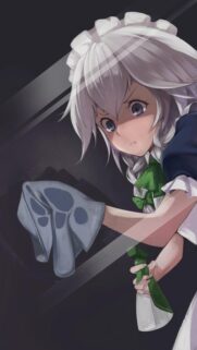 Cute Anime Maid Cleaning Glass Screen Wallpaper for Mobile