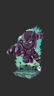 Chibi Black Panther Superhero Action Wallpaper for Mobile