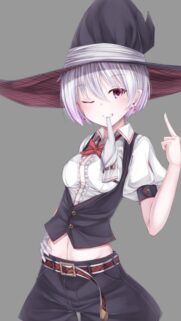 Cute Anime Witch Girl with White Hair and Stylish Fedora Hat Wallpaper for Mobile