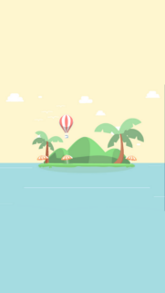 Minimalist Tropical Island Paradise with Hot Air Balloon Mobile Wallpaper