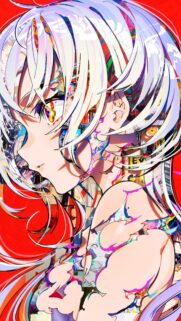 Vibrant Glitch Art Anime Girl Aesthetic Mobile Wallpaper