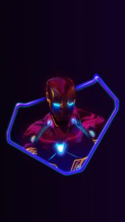 Neon Iron Man Superhero Minimalist Art Mobile Wallpaper