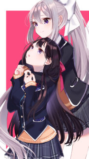 Beautiful Anime Girls School Uniform Aesthetic Wallpaper for Mobile