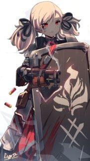 Anime Girl Warrior with Shield and Shotgun High Resolution Mobile Wallpaper