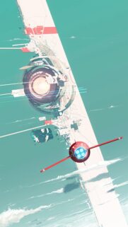 Futuristic Sci-Fi Spaceship Flying Over Massive Orbital Station Wallpaper
