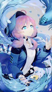 Anime Girl with Flowing Water and Pink Hair Aesthetic Mobile Wallpaper