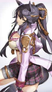 Anime Girl with Cat Ears and Traditional Rope Accents Wallpaper