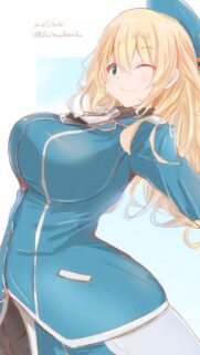 Cute Anime Girl with Blonde Hair in Blue Outfit Mobile Wallpaper
