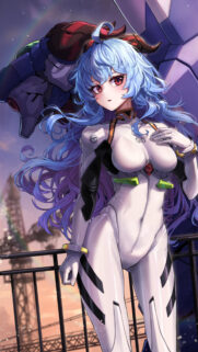 Ganyu Evangelion Plugsuit Crossover Anime Wallpaper for Mobile