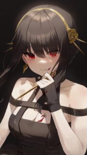 Stunning Yor Forger Spy x Family Anime Wallpaper with Gold Accessories