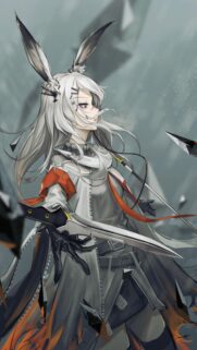 Frost Warrior Anime Girl with Bunny Ears and Blades Mobile Wallpaper