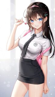 Anime School Girl with Lollipop Aesthetic Mobile Wallpaper – High Quality HD Anime Art