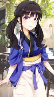 Anime Girl in Traditional Blue Yukata High Quality Mobile Wallpaper