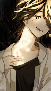 Anime Boy with Glowing Dragon Tattoo High Quality Mobile Wallpaper