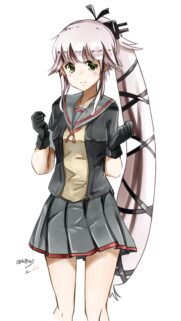 Cute Anime Girl with Long Pink Ponytail in School Uniform Wallpaper