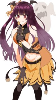 Cute Anime Girl Halloween Costume Wallpaper with Ghost