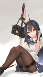 Anime Girl with Katana Sword School Uniform Mobile Wallpaper